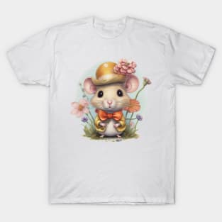 cute little mouse wearing a hat and a bow tie T-Shirt